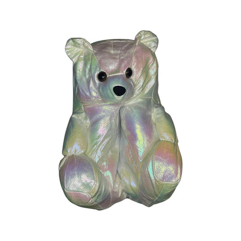 White Metallic Teddy Slippers - CaribeHeart Teddy